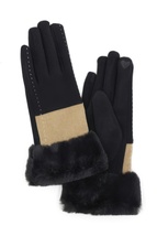  Two Tone And Stitch Lines Fauxfur Smarttouchgloves - $24.75