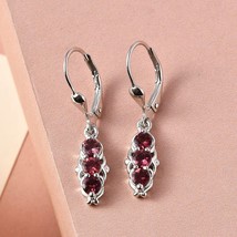 Rhodolite Garnet Leverback 925 Sterling silver January birthstone Gifted Earring - £157.32 GBP