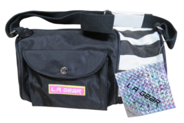 Vintage LA Gear Fanny Bag Black Pink Nylon NOS 10&quot; - $19.75