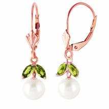 Galaxy Gold GG 14k Rose Gold Leverback Earrings with Pearls and Peridots - £281.43 GBP+