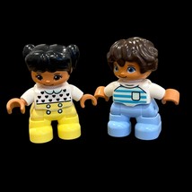 Lego Duplo Twin Toddler Figures Boy &amp; Girl Set With Yellow &amp; Blue Outfits - $5.76