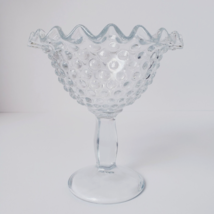 Zabkowice Glass Clear Hobnail Ruffle Edge 5.5&quot; Pedestal Compote Candy Dish - £30.30 GBP