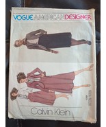 VOGUE AMERICAN DESIGNER Calvin Klein 1791 Jacket Blouse &amp; Skirt PATTERN ... - $14.24