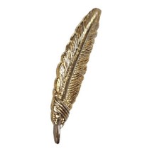 Vintage Gold Toned Feather 3&quot; Pin Brooch Jewelry Retro Fashion Statement Piece - £11.00 GBP