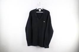 Lacoste Mens Size 8 US 2XL Faded Croc Logo Cotton Knit V-Neck Sweater Black - £43.75 GBP