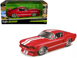 1967 Ford Mustang GT Red with White Stripes &quot;Classic Muscle&quot; &quot;Maisto Design&quot; Ser - £34.00 GBP