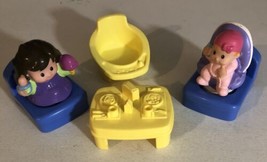 Little People Lot 3 Chairs Table And 2 Toy Figures T6 - £10.19 GBP