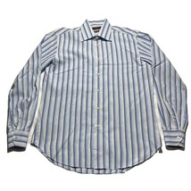 ZARA  Mens Size 16 Blue Striped Cotton Long Sleeve Shirt - £12.02 GBP
