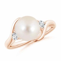 ANGARA Classic Freshwater Pearl Bypass Ring for Women, Girls in 14K Solid Gold - £808.24 GBP