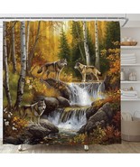 Cabin Lodge Wolves Forestry Stream Fabric Shower Curtain, Modern Rustic,... - €16,88 EUR