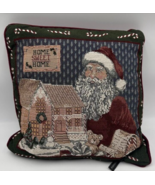 Portofino Christmas Tapestry 16&quot;  Decorative Pillow Santa Claus Cottage ... - £14.00 GBP