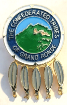 Confederated Tribes Of Grande Ronde Oregon Lapel Pin Metal Enamel Feathers - £3.94 GBP