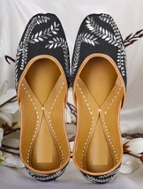 Women bellies Black Wedding Jutti traditional Mojari flat phulkari US 5-11 MHF - £37.21 GBP