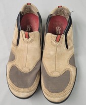 Clarks Wave Walk Slip On Shoes Mens 11 M Brown Leather Suede Mesh Casual - $18.65