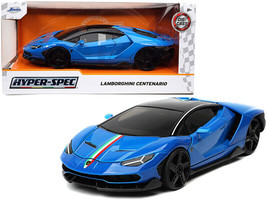 Lamborghini Centenario Blue w Black Top w Stripes Hyper-Spec Series 1/24 Diecast - $38.08