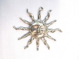 Huge Celestial Sun W Face &amp; Twisted Solar Flare Rays Pewter Pendant Adj Necklace - £12.78 GBP