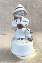 Vintage Farmer Boy With Beloved Pet Rotating Music Box Somewhere My Love - £14.08 GBP