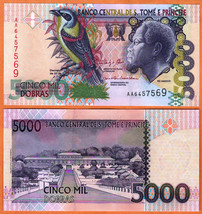 Sao Tome and Principe 2013  UNC 5000 Dobras Banknote Paper Money Bill P-65d - £2.35 GBP
