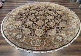 Round Indo Mahal Rug 8x8 Traditional Wool Oriental 8ft Round Eggplant-Brown Wool - £1,853.42 GBP