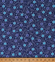 Cotton Hanukkah Jewish Holiday Christmas Candle Fabric Print by the Yard D406.39 - £10.35 GBP