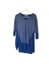 LOGO Lori Goldstein Size XS Blue Oversized Layered Metallic Tunic Top - £7.40 GBP