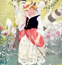 Little Bo Peep Lost Her Sheep 1912 Lithograph Print Choate Art Mother Goose DWZ6 - £19.65 GBP