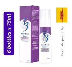 6 bottles x 75ml T3 Acne Body Spray Reduces Acne On The Back, Chest, Neck &amp; Arms - £85.11 GBP
