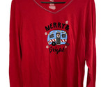 Secret Treasures Pajama Top Girls Size L Merry and Bright  Camper Red - £4.10 GBP