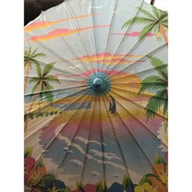 Paper Parasol Umbrella Tropical Beach Palm Trees Hibiscus Wedding Party ... - $10.44