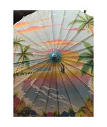 Paper Parasol Umbrella Tropical Beach Palm Trees Hibiscus Wedding Party ... - €9,15 EUR