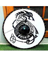 Viking wooden shield wolf design hand painted shield 30 battle ready shield - £143.06 GBP