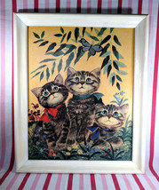 Vintage 1950&#39;s Leonard Weisgard Three Little Kittens Framed Art Print 16... - £58.99 GBP