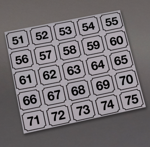 &quot;Washer ID Number Decal Sheet 51-75&quot; -ID51-75 - $11.66