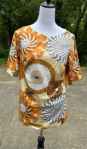 Vtg 1960s MOD Vanity Fair Psychedelic Op Art Lounge Top or Wear as Blouse Lined - £29.72 GBP