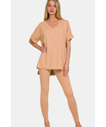 Zenana Full Size V-Neck Rolled Short Sleeve T-Shirt and Leggings Lounge Set - €27,23 EUR Zenana Full Size V-Neck Rolled Short Sleeve T-Shirt and Leggings Lounge Set - €27,23 EUR