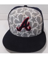 Atlanta Braves Hat New Era 59FIFTY Men&#39;s 7 1/4 Navy White Stars - $33.34 CAD