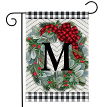 Winter Wreath Monogram Letter M Garden Flag 12.5&quot; X 18&quot; - £15.70 GBP