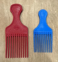 Vintage Goody Red Lift Hair Pick Faux Croc Snake Skin Textured Plastic + extra - £17.32 GBP