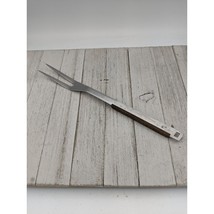 Vintage Kane Kut Meat Utility Fork Wood Handle Stainless Inlay 12&quot; - £7.83 GBP