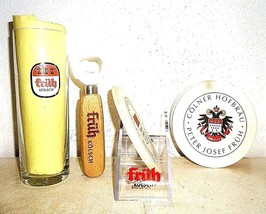 Fruh Kolsch Cologne Koln German Beer Glass, Bottle Opener, 25 Coasters - £30.88 GBP