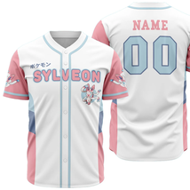 Anime Shirt Custom Baseball Jersey Pokemon Sylveon Unisex Shirt Birthday... - $29.99+