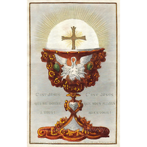 Eucharist and Chalice – 3 sizes – Based on a Vintage French Holy Cared – Catholi - £8.56 GBP+
