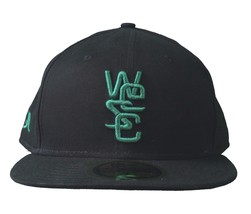 WeSC New Era 59Fifty Black Green Organic Cotton Fitted Baseball Hat Cap NWT - £17.65 GBP