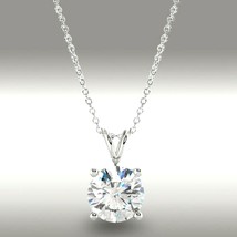 Certified 1.00Ct Round Cut Moissanite Pendant Sterling Silver Solitaire Necklace - £70.78 GBP