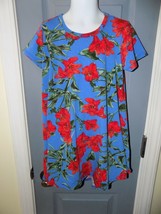 LuLaRoe Blue W/Red Lillies Print Scarlett Dress Size 6 Girl&#39;s EUC - £18.61 GBP