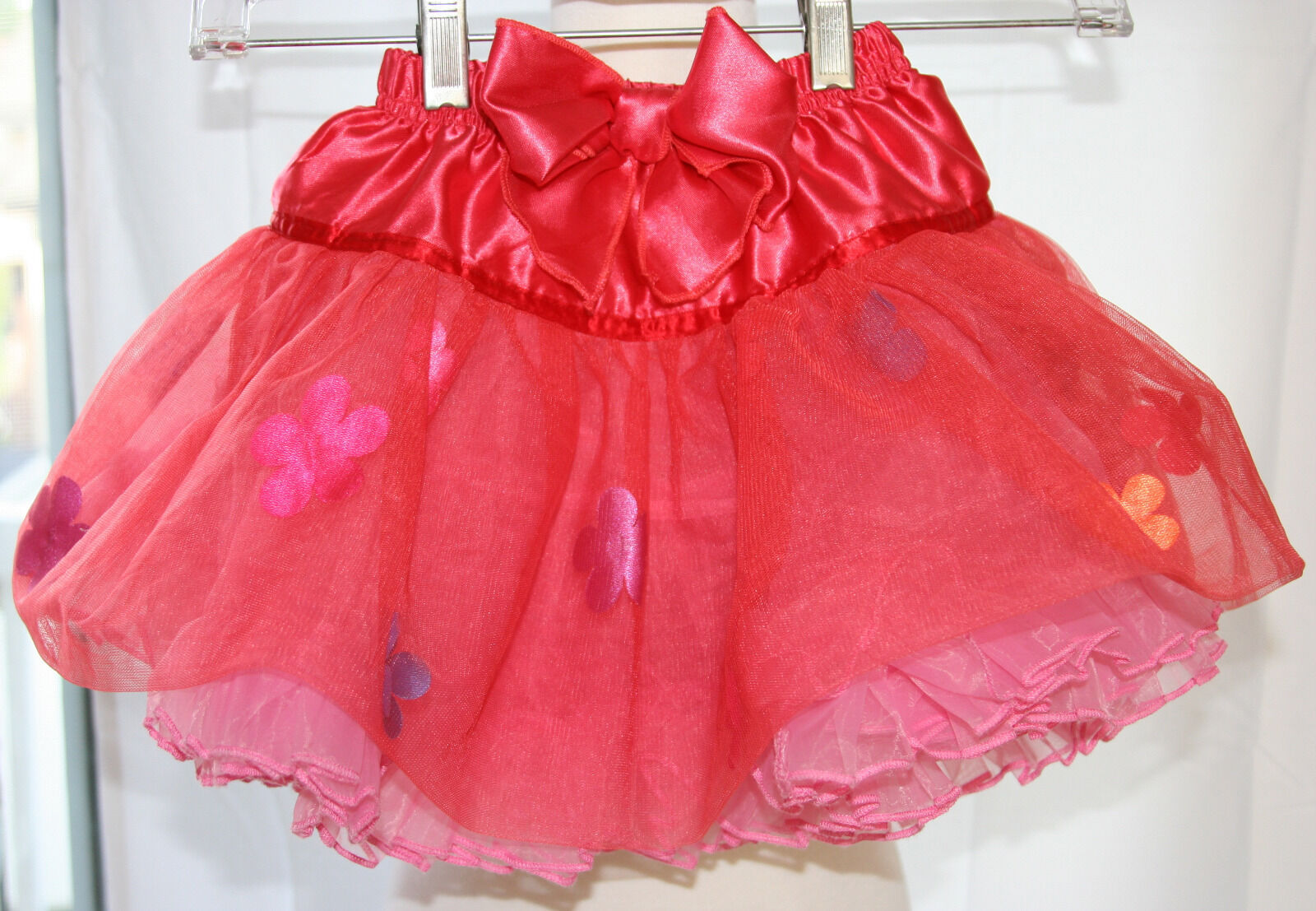 H&M Valeria Red Tulle Satin Floral Skirt Rufffled Girls Size US 2-6 yrs EUC - $7.91