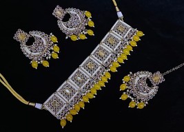 Kundan Wear High Quality Muslim Punjabi Bridal Earrings Jewelry Necklace Set 04 - £38.80 GBP
