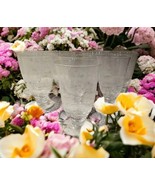 Vintage Footed Water Glasses Goblets Etched Flowers Leaves 1950s-Set of 8 - $1,447.76 MXN