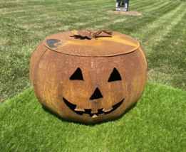 Large Ole Rusty Pumpkin - Recycled Metal Art - Garden Ornament Jack O La... - £107.62 GBP
