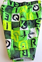 Quiksilver Boy's Mesh Lined Swim Trunk Board Shorts Green Gecko Sz L - $18.60